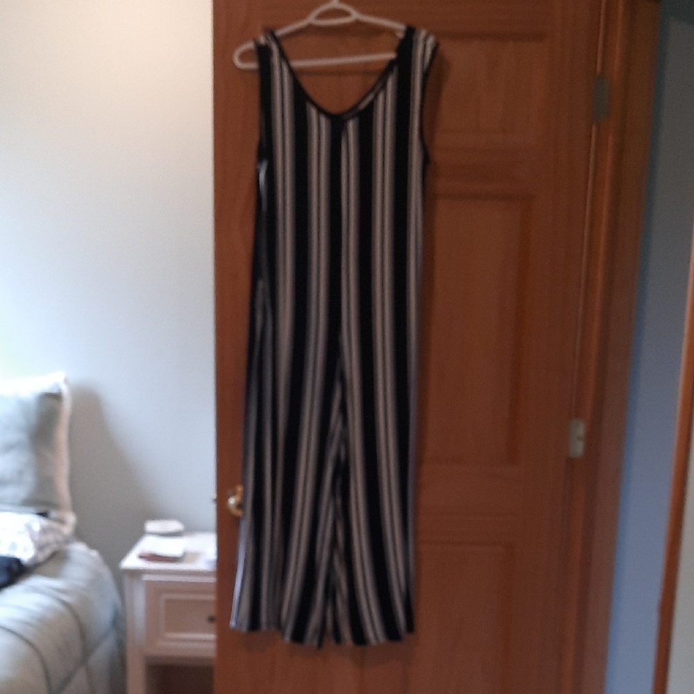 LuLaRoe Navy Blue and White Jumpsuit